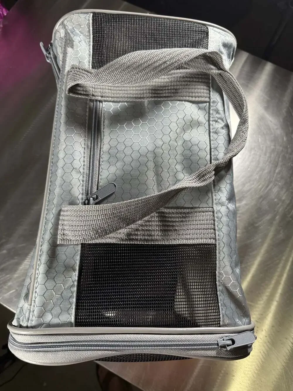Sherpa Carrier To Go Medium Pet Carrier Gray Honeycomb Pattern